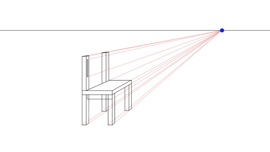 Como desenhar uma cadeira em perspectiva usando 1 ponto de fuga