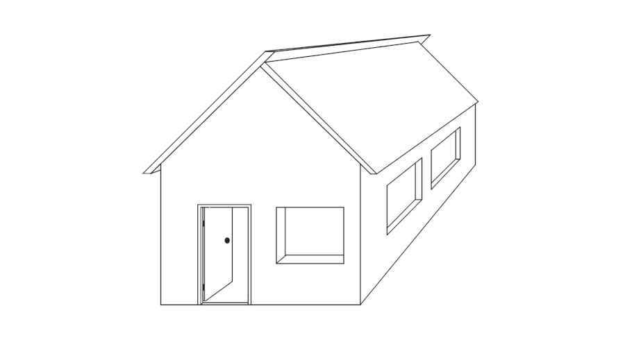 Como desenhar uma Casa em Perspectiva usando 1 ponto de fuga