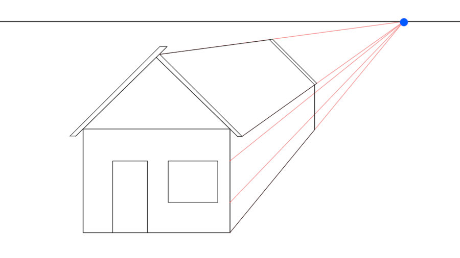 Como desenhar uma Casa em Perspectiva usando 1 ponto de fuga