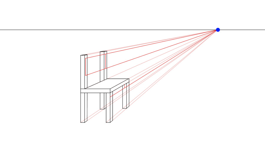 Como desenhar uma cadeira em perspectiva com 1 ponto de fuga